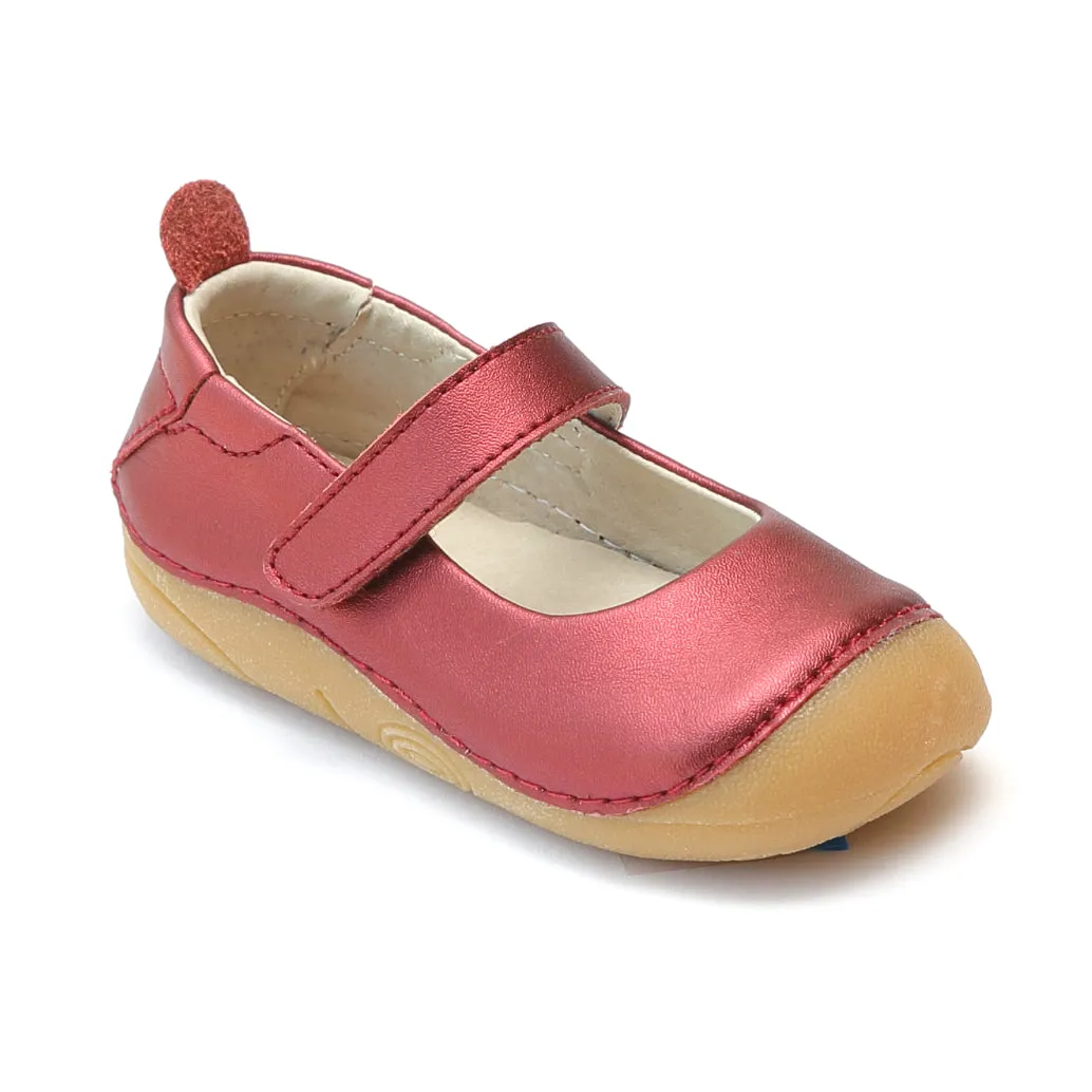 L'Amour Girls Metallic Leather Flexible Mary Janes