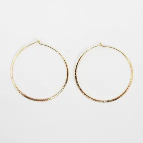 Large Gold Vermeil Hammered Wire Hoops