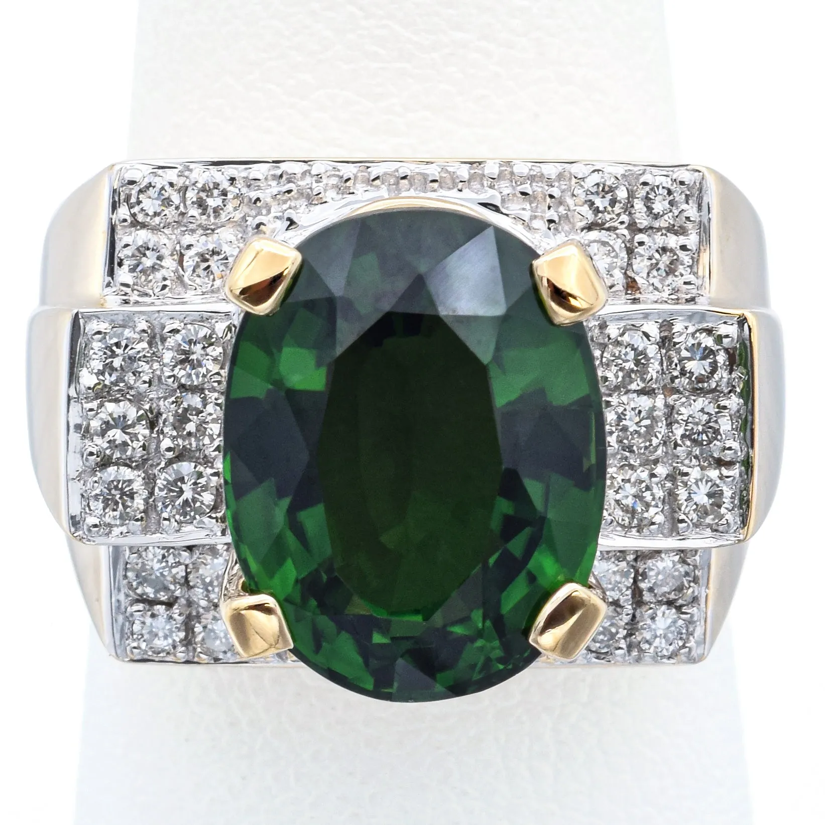 Laura Ramsey 14K Yellow Gold 6.43Ct Green Tourmaline, 0.56TCW Diamond Ring Size7