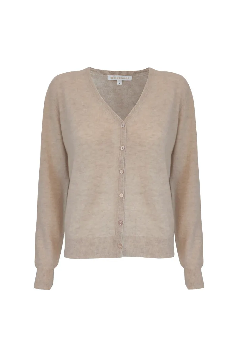 Lemonwood Millie Cashmere Button-Up Cardigan (Black, Grey, Pink   Biscotti)