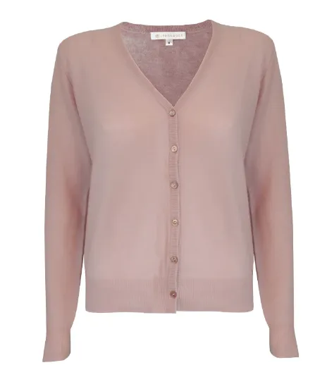 Lemonwood Millie Cashmere Button-Up Cardigan (Black, Grey, Pink   Biscotti)