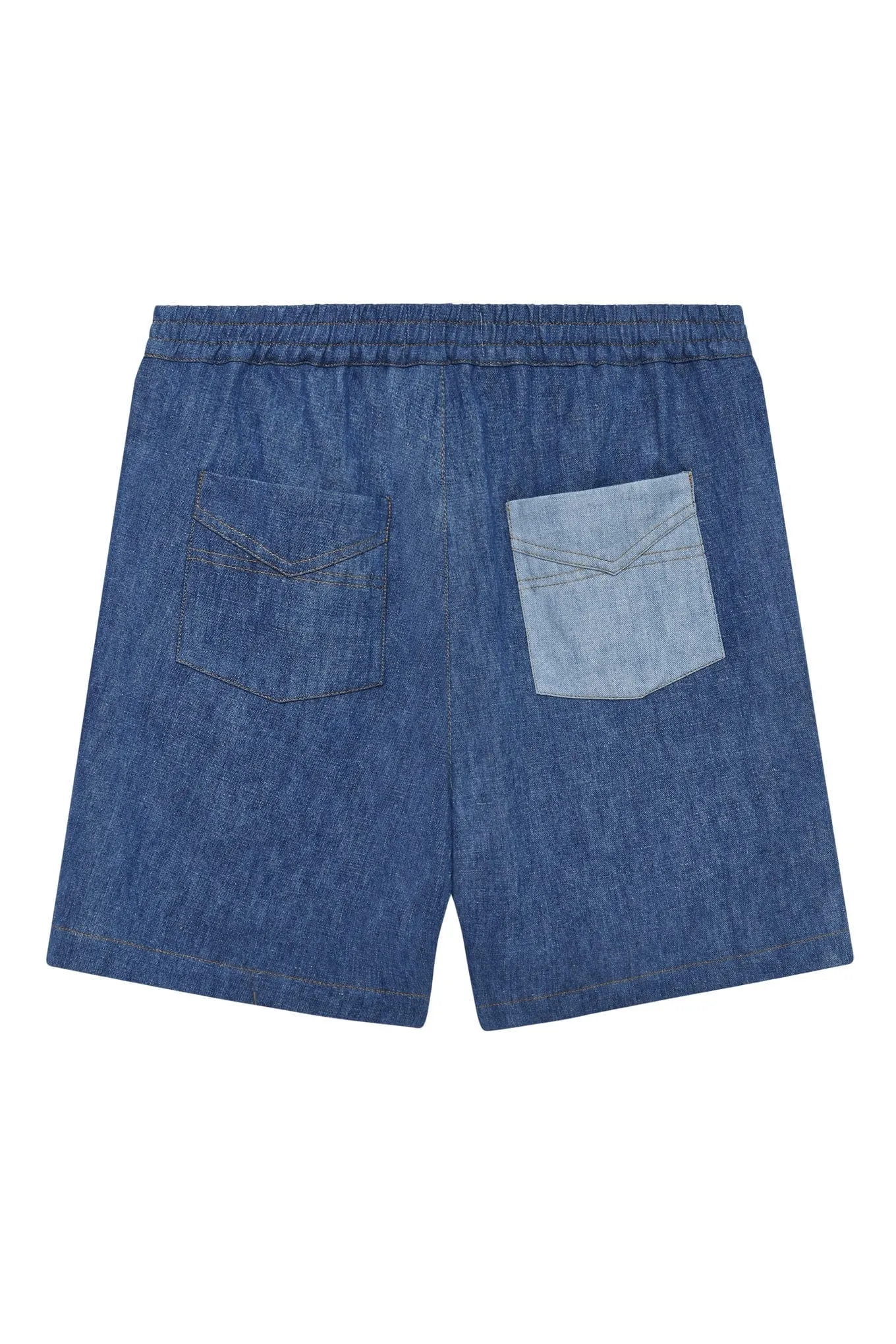 Mario Men's Linen Shorts | Blue Patchwork