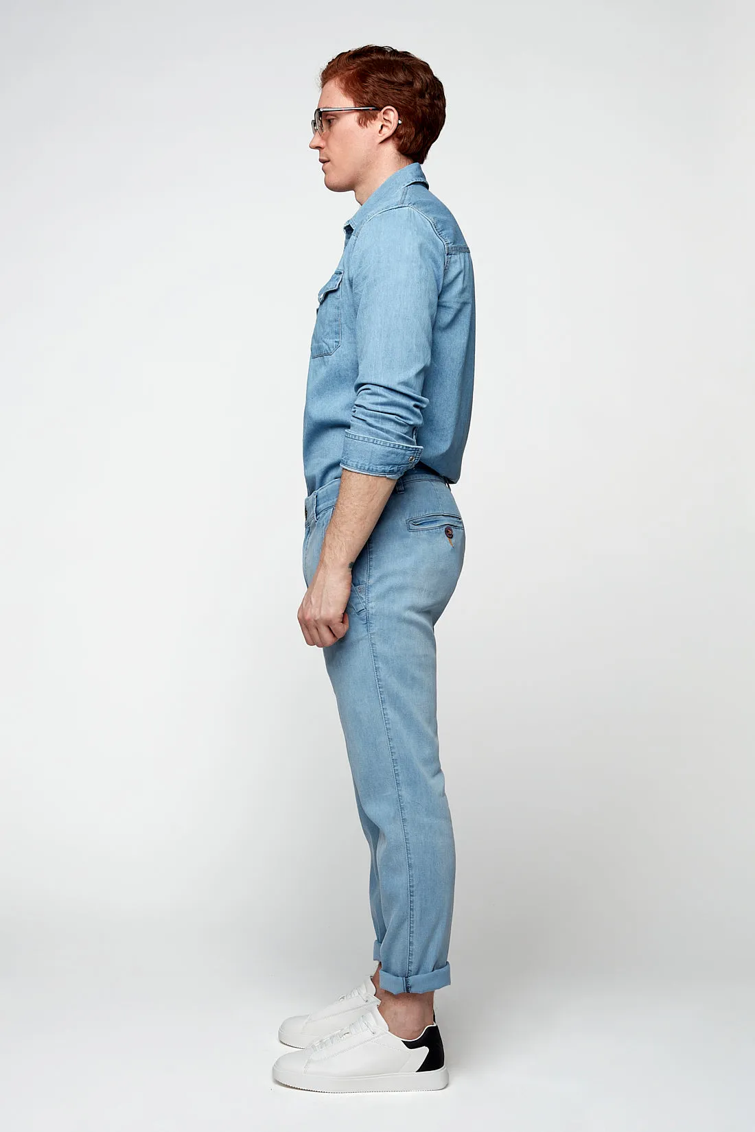 MARLEY - Slim Fit Chinos - Light Blue Bleach