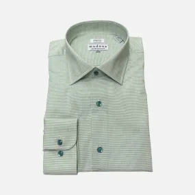 Modena Contemporary Fit Dress Shirt: Green Mini Check Line Pattern"