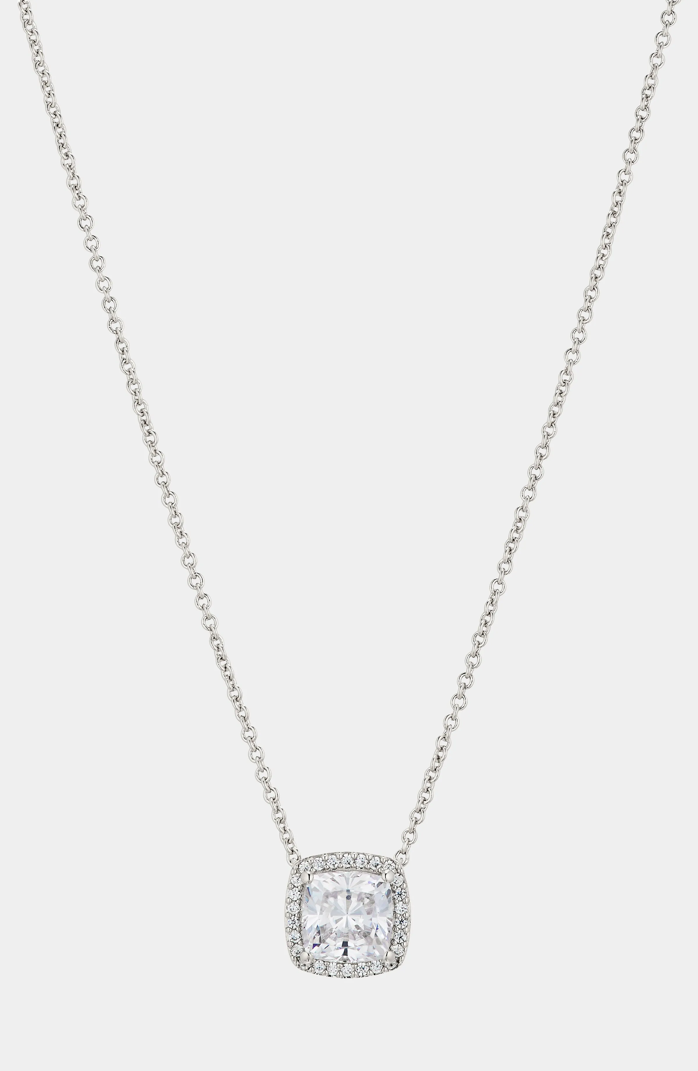 MODERN LOVE CUSHION HALO CZ PENDANT NECKLACE