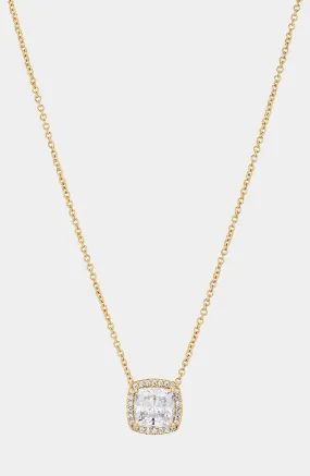 MODERN LOVE CUSHION HALO CZ PENDANT NECKLACE