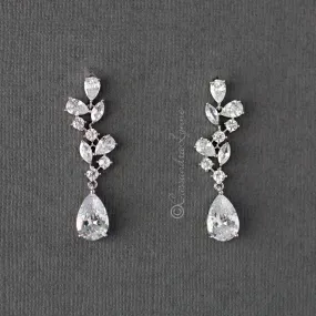 Multi-Shape Cluster CZ Bridal Earrings