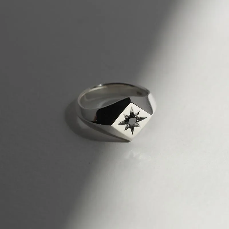 North Star Signet Ring - Sterling Silver