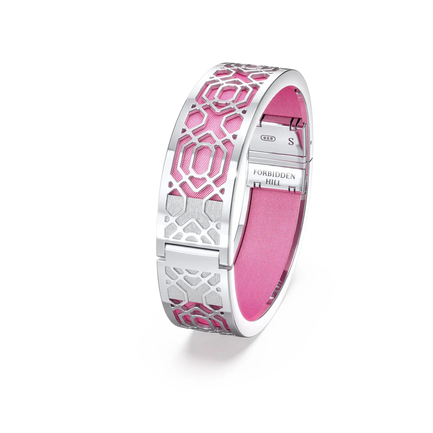 Peranakan Grace Bangle - Guava Pink - Sterling Silver