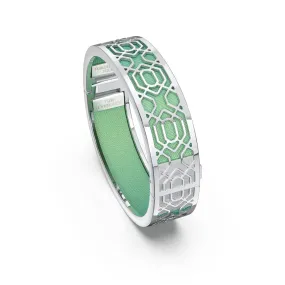 Peranakan Grace Bangle - Palm Tree Green - Sterling Silver