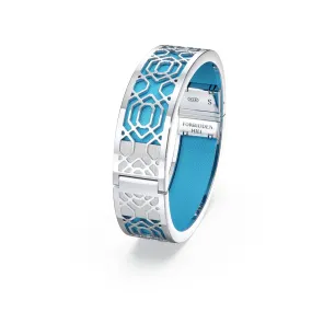 Peranakan Grace Bangle - Turquoise Blue - Sterling Silver