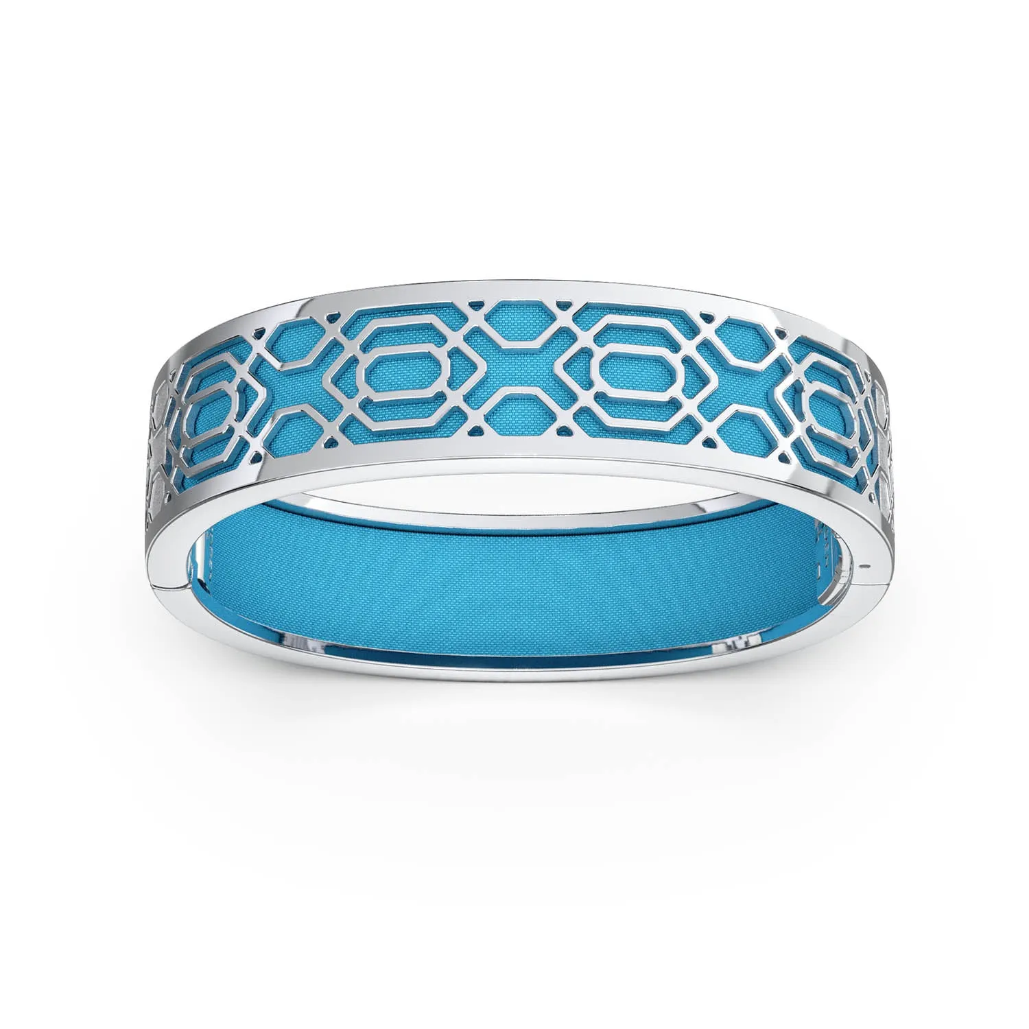 Peranakan Grace Bangle - Turquoise Blue - Sterling Silver