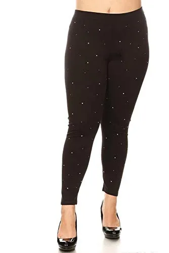 Rhinestone Embellished Ponte Leggings in Black