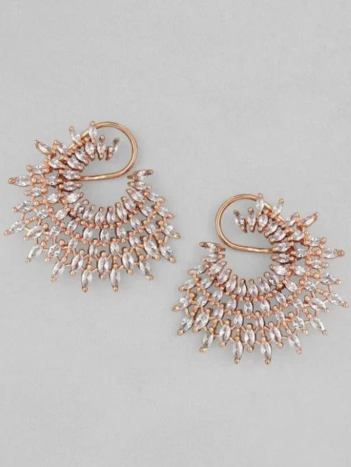 Rubans Rose Gold Plated Handcrafted Zircon Stone Stud Earrings