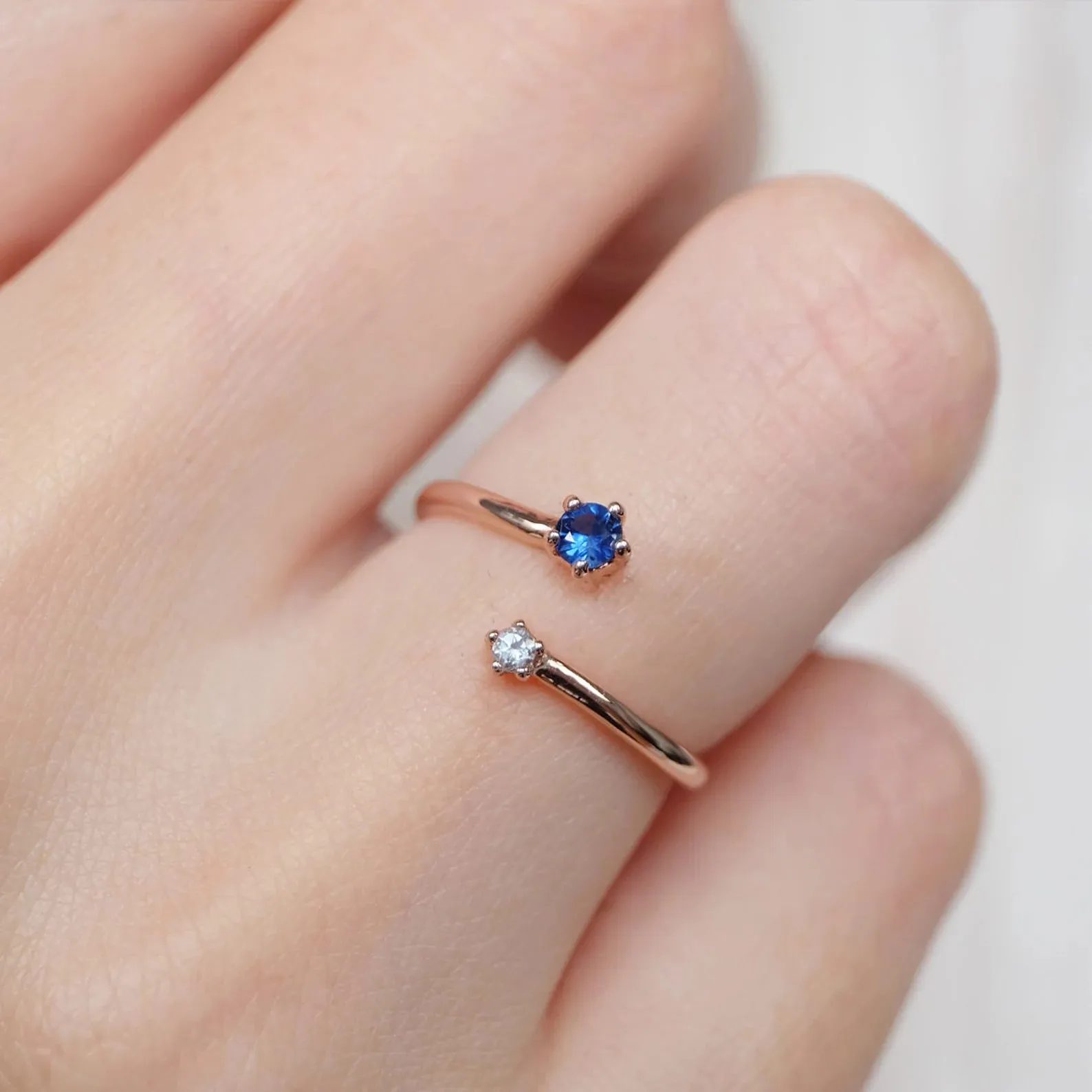 Sapphire White Topaz Open Cuff Ring Kenna