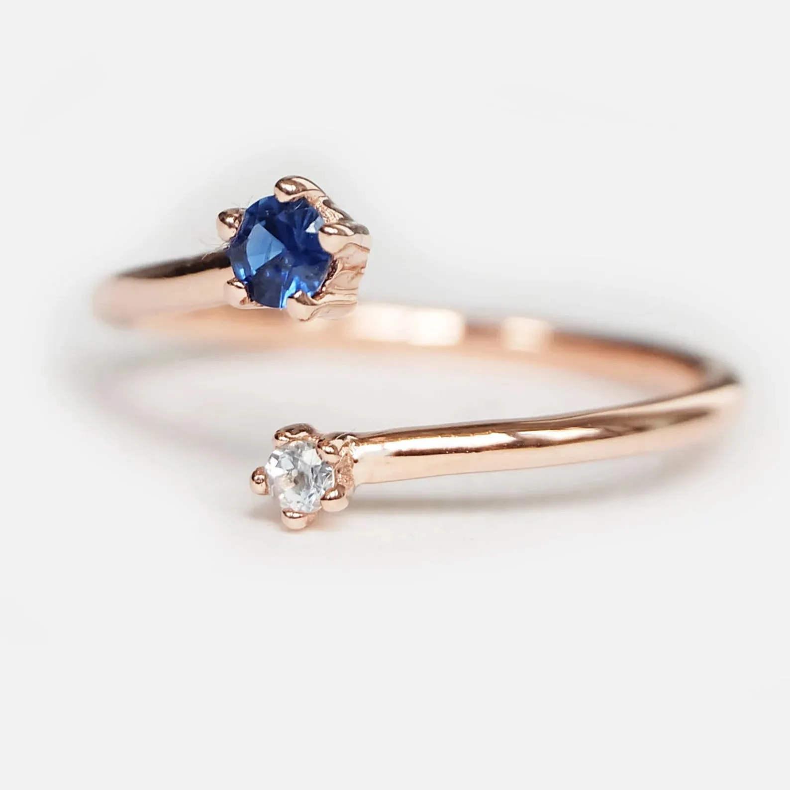 Sapphire White Topaz Open Cuff Ring Kenna