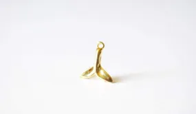 Shiny Vermeil Wholesale Gold Dolphin Fin Tail Charm - 18k gold plated over sterling silver, shiny gold Dolphin tail, gold whale tail, beach charms,106