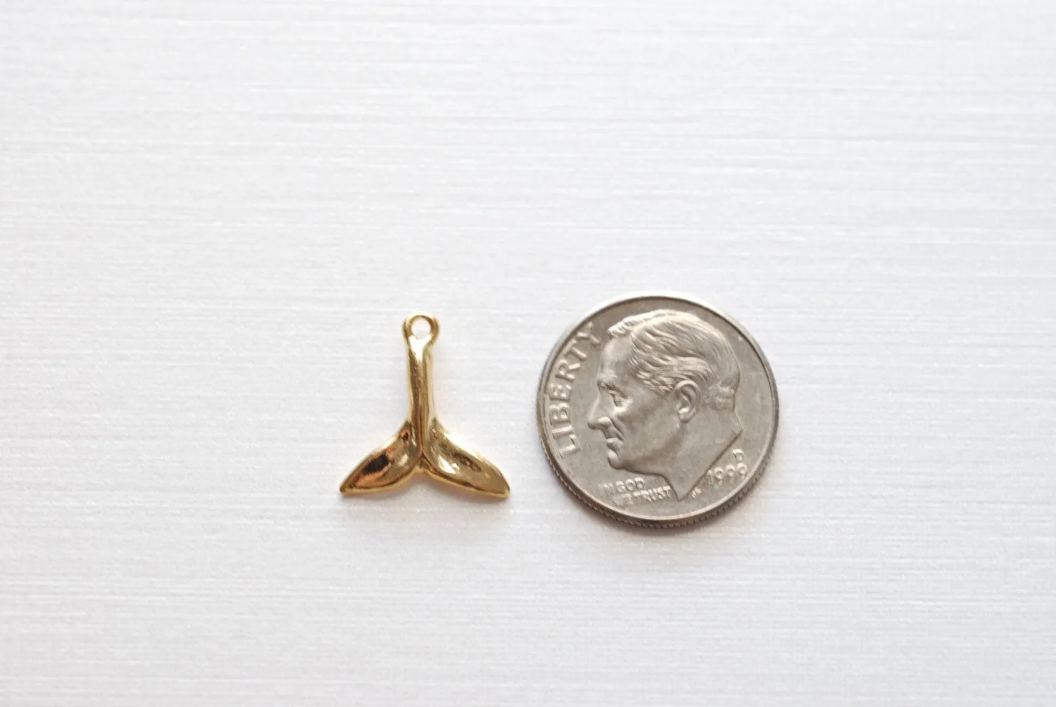 Shiny Vermeil Wholesale Gold Dolphin Fin Tail Charm - 18k gold plated over sterling silver, shiny gold Dolphin tail, gold whale tail, beach charms,106