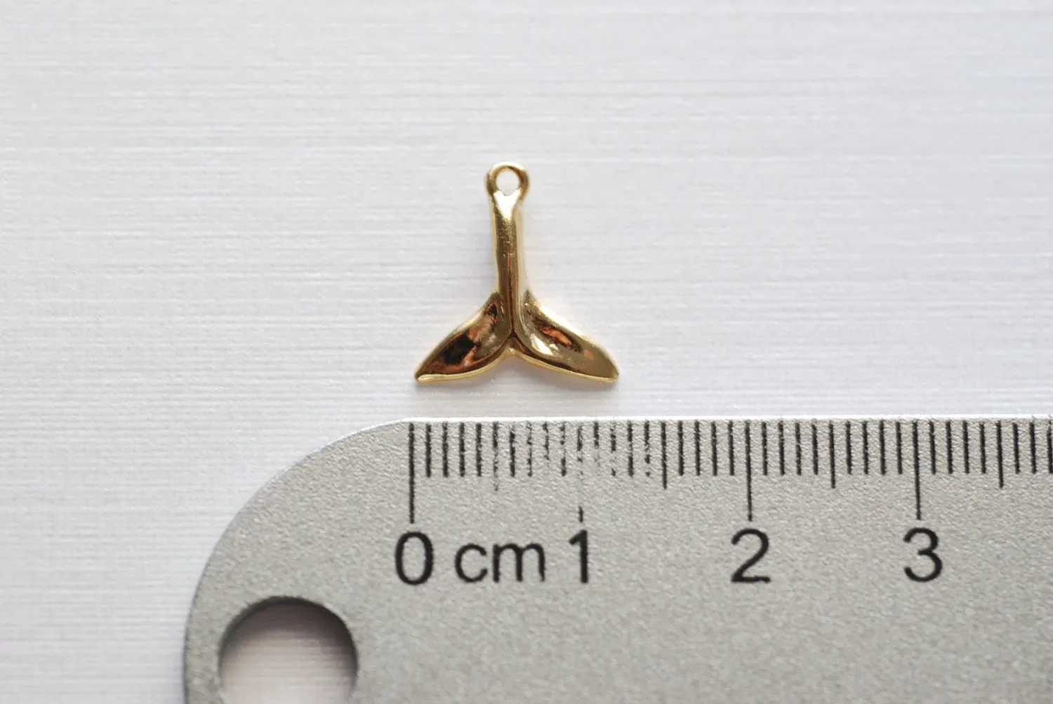 Shiny Vermeil Wholesale Gold Dolphin Fin Tail Charm - 18k gold plated over sterling silver, shiny gold Dolphin tail, gold whale tail, beach charms,106