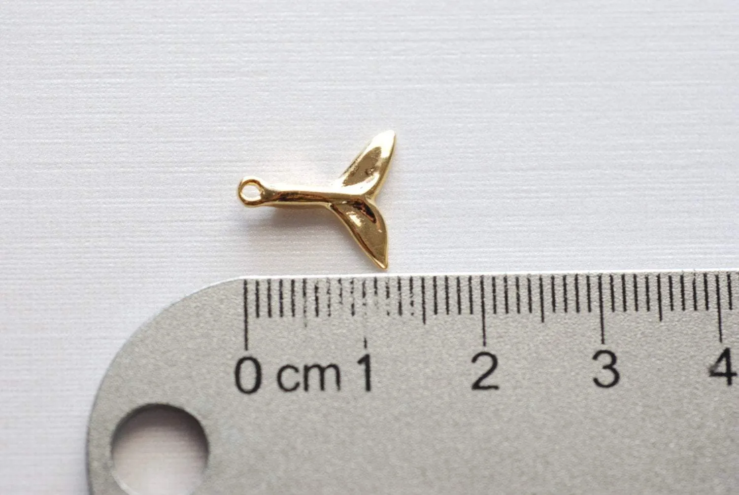 Shiny Vermeil Wholesale Gold Dolphin Fin Tail Charm - 18k gold plated over sterling silver, shiny gold Dolphin tail, gold whale tail, beach charms,106