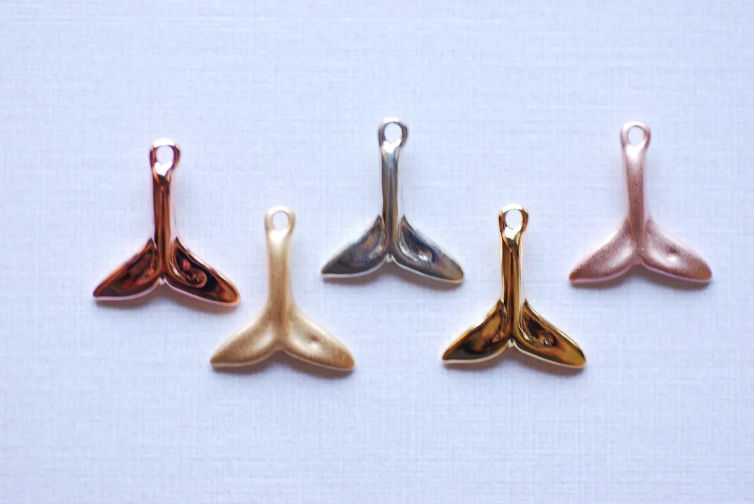 Shiny Vermeil Wholesale Gold Dolphin Fin Tail Charm - 18k gold plated over sterling silver, shiny gold Dolphin tail, gold whale tail, beach charms,106