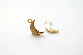 Shiny Wholesale Vermeil Gold Crescent Moon - Small gold crescent moon, 18k gold plated over sterling silver moon, Gold Half moon charms, 25