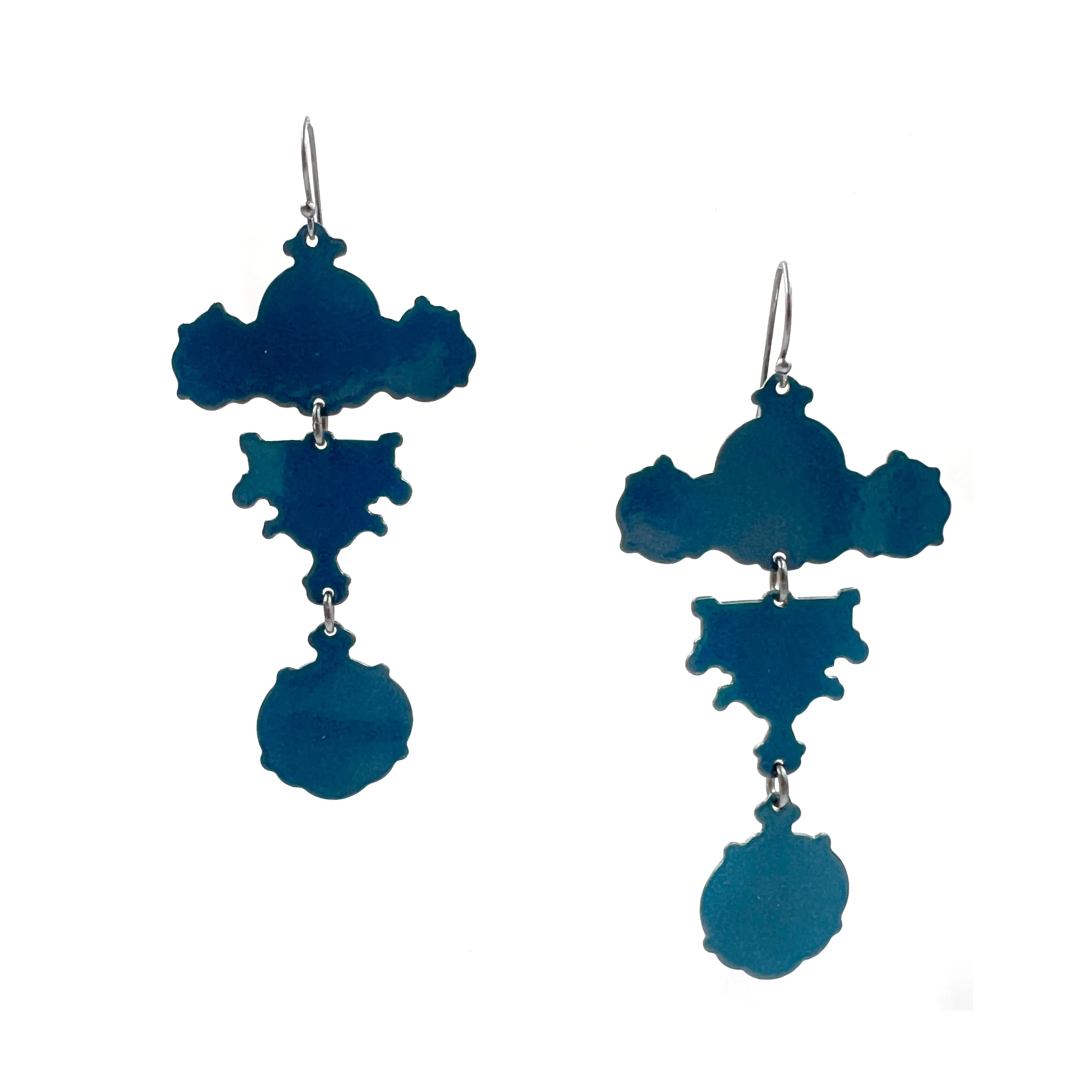 Silhouette Earrings, Teal