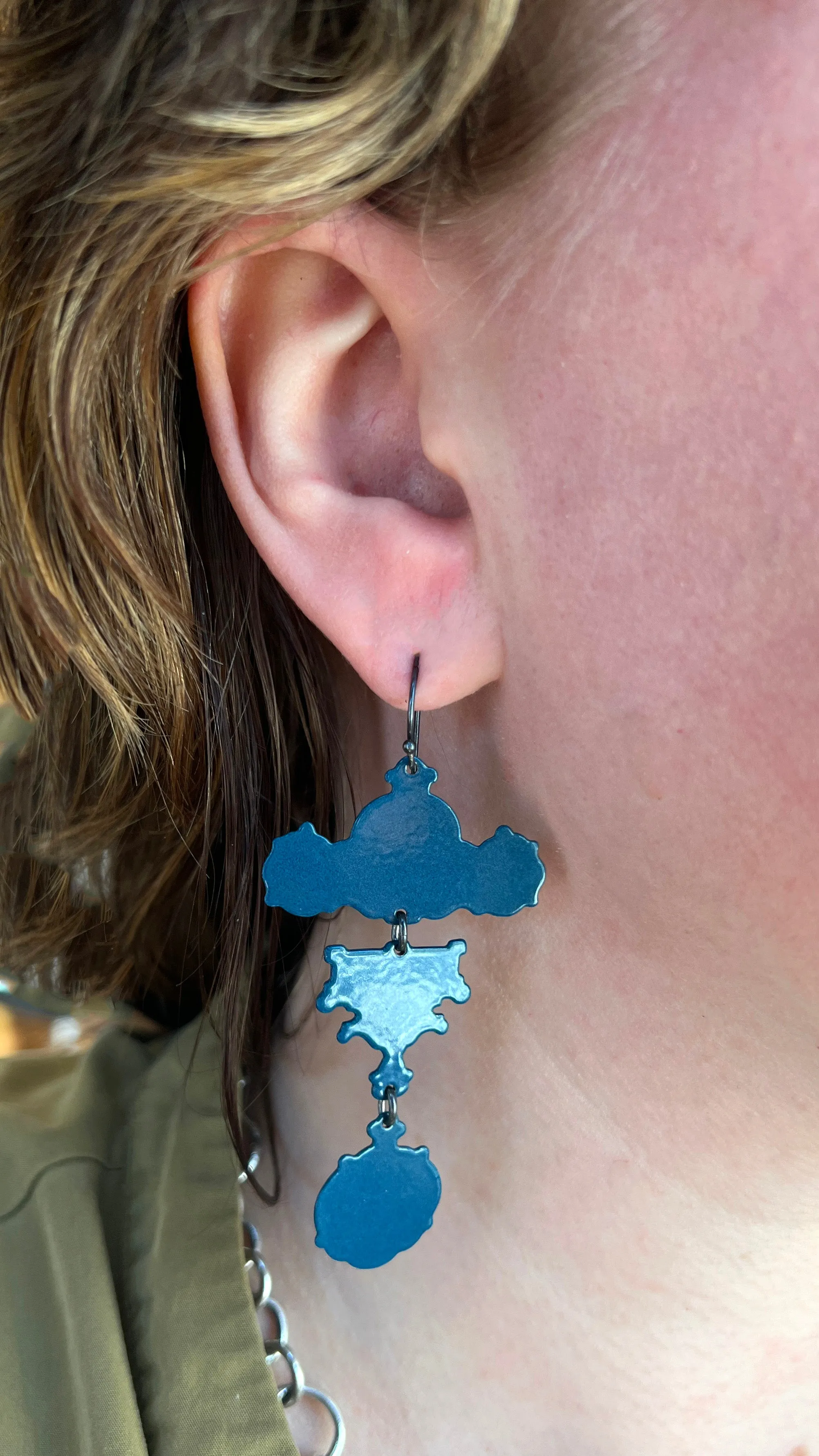 Silhouette Earrings, Teal