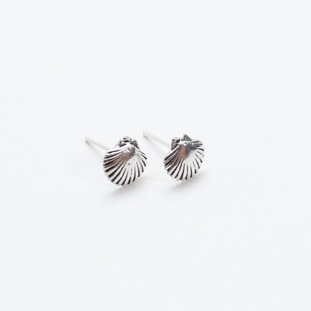 Silver Little Shell Studs