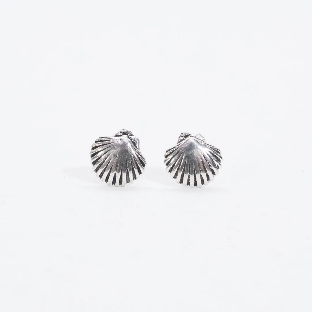 Silver Little Shell Studs