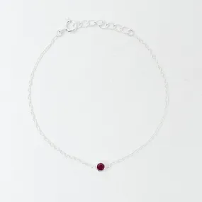 Silver Raw Ruby Solitaire Bracelet