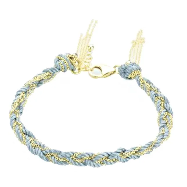 Soho Silk and 14K Gold Fill Chain Bracelet - Grey