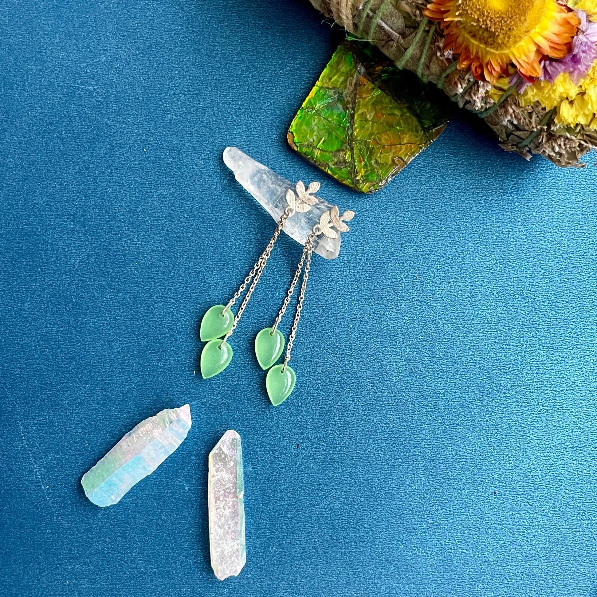 Song of Life - green chalcedony earrings