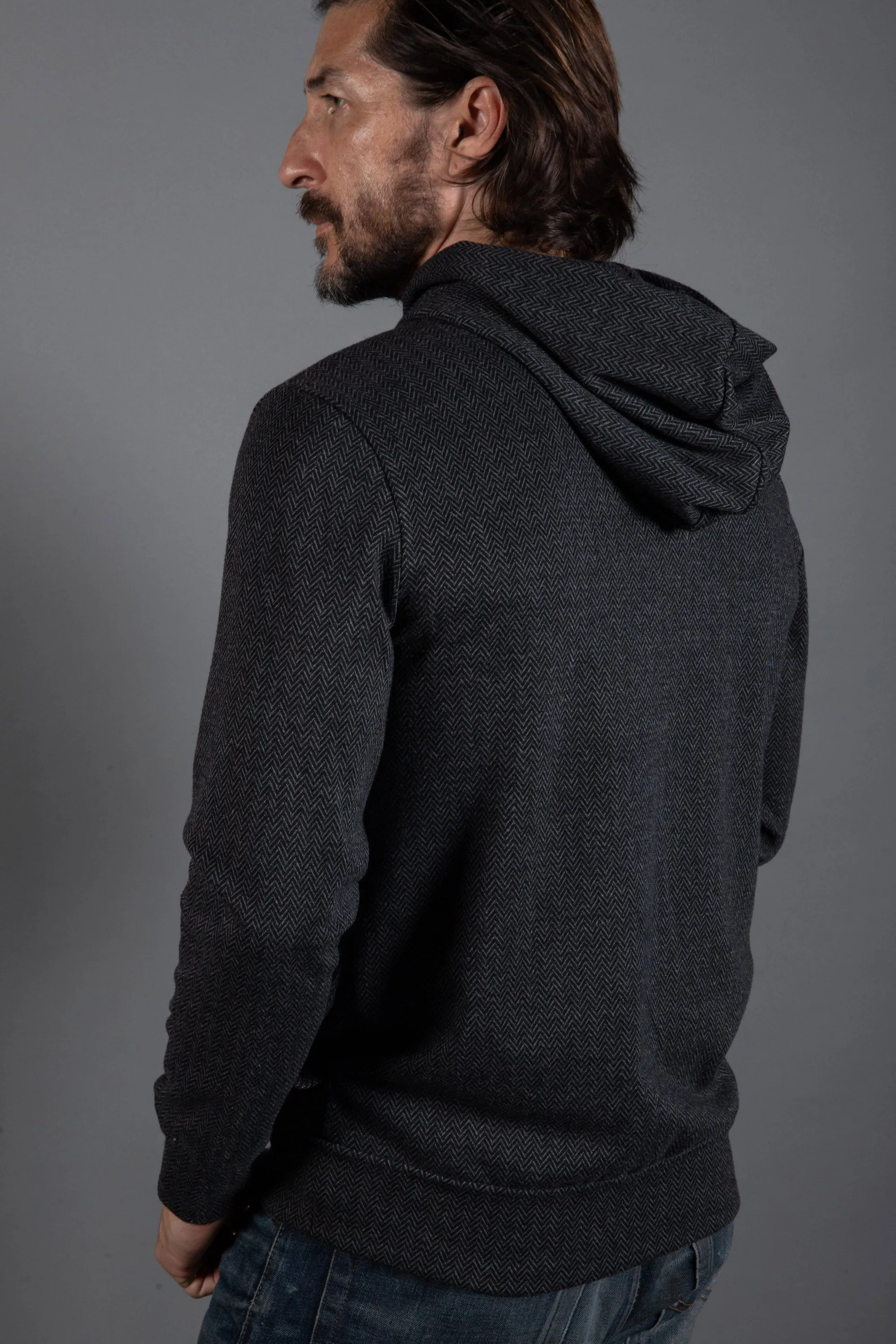 Spencer Herringbone Kangaroo Hoodie