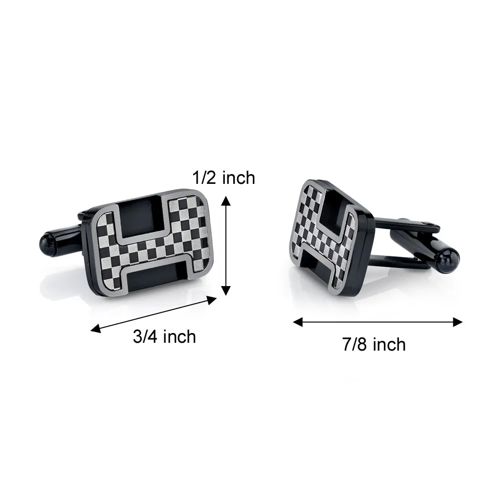 Stainless Steel Checkered Cufflinks