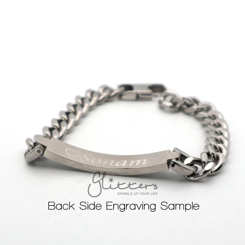 Stainless Steel Men's ID Bracelet 11mm Width Engraving