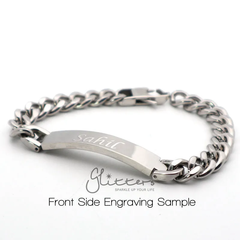 Stainless Steel Men's ID Bracelet 11mm Width Engraving