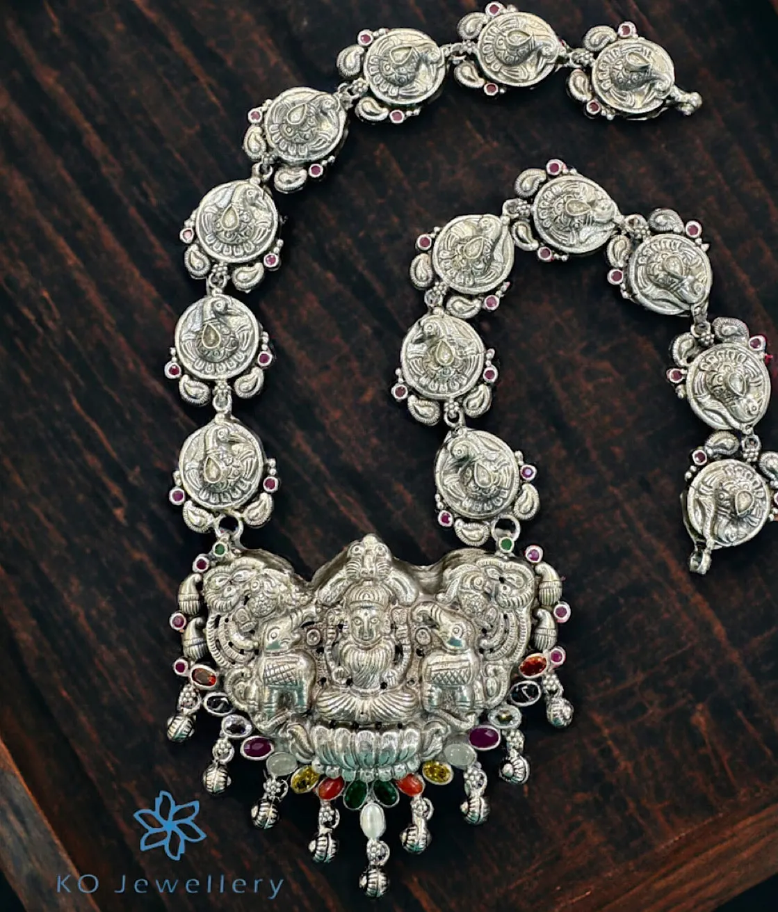 The Lakshmi Navilu Silver Navratna Necklace