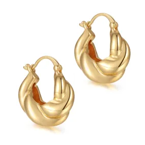 Thick Twist Gold Hoop Earrings