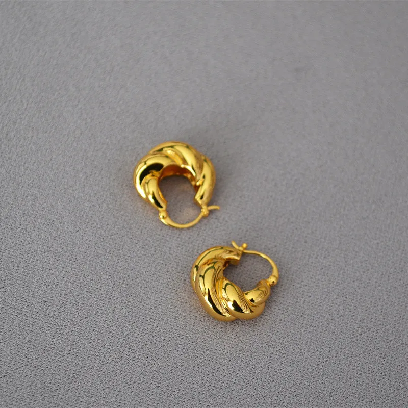 Thick Twist Gold Hoop Earrings