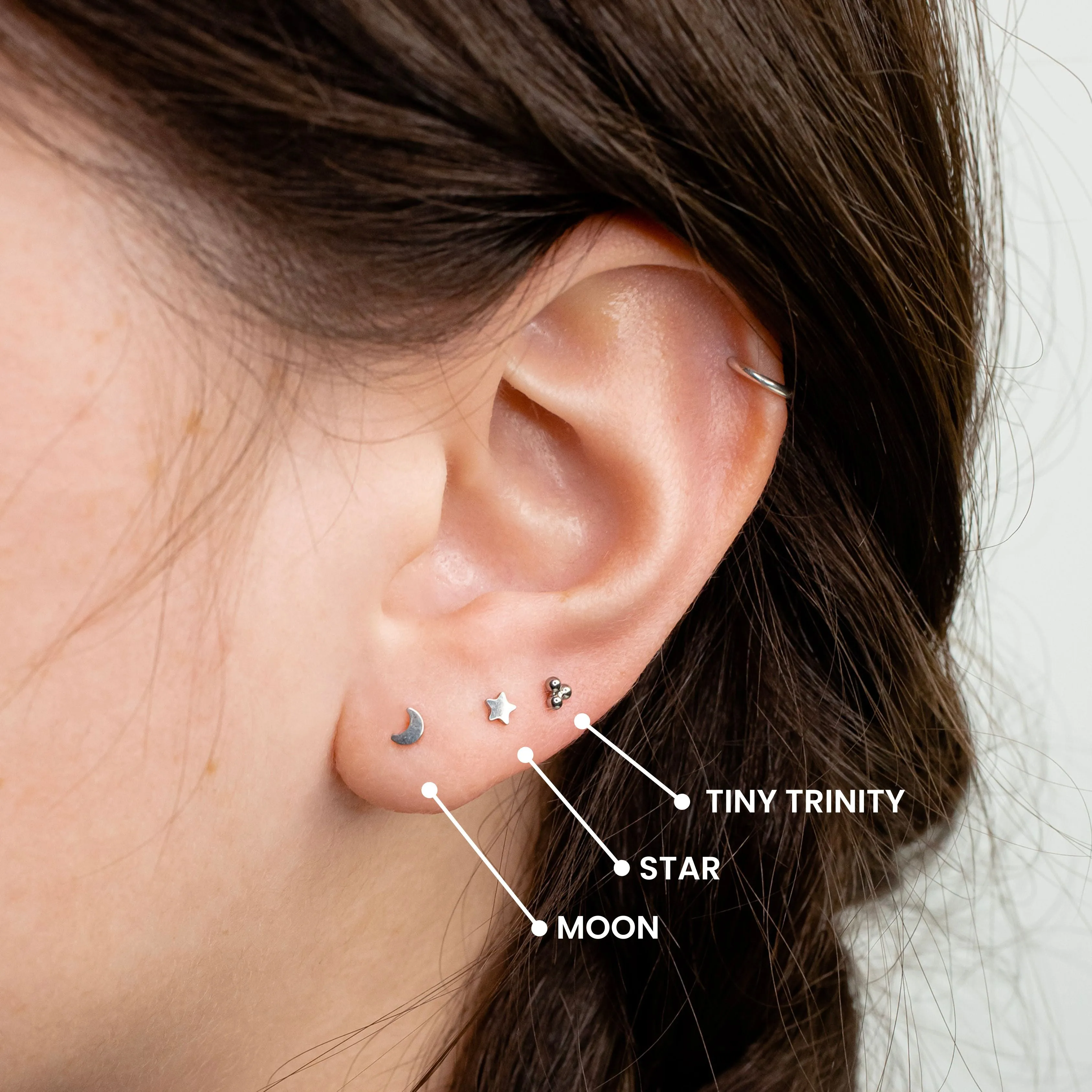 Tiny Trio Flat Back Sleeper Earrings