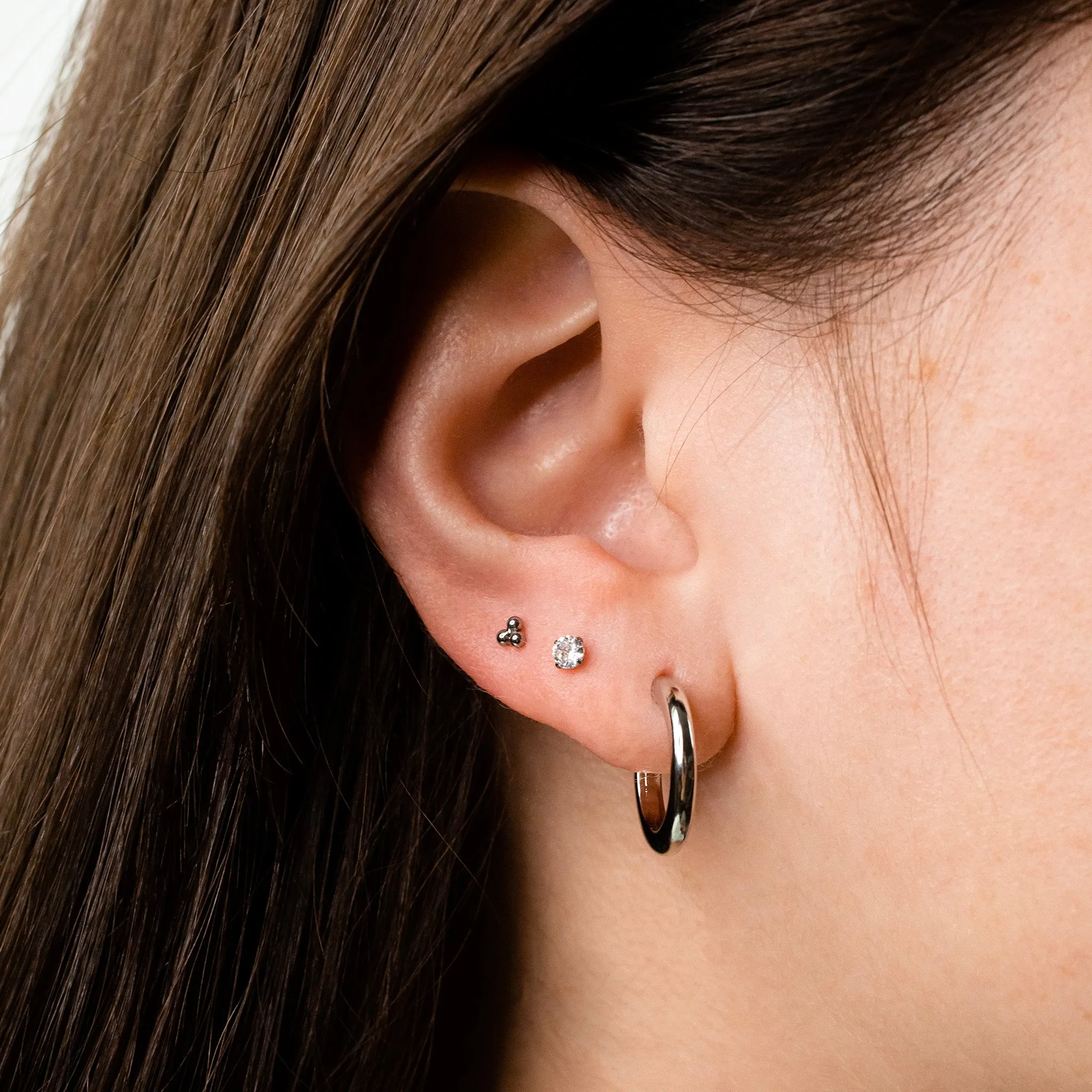 Tiny Trio Flat Back Sleeper Earrings