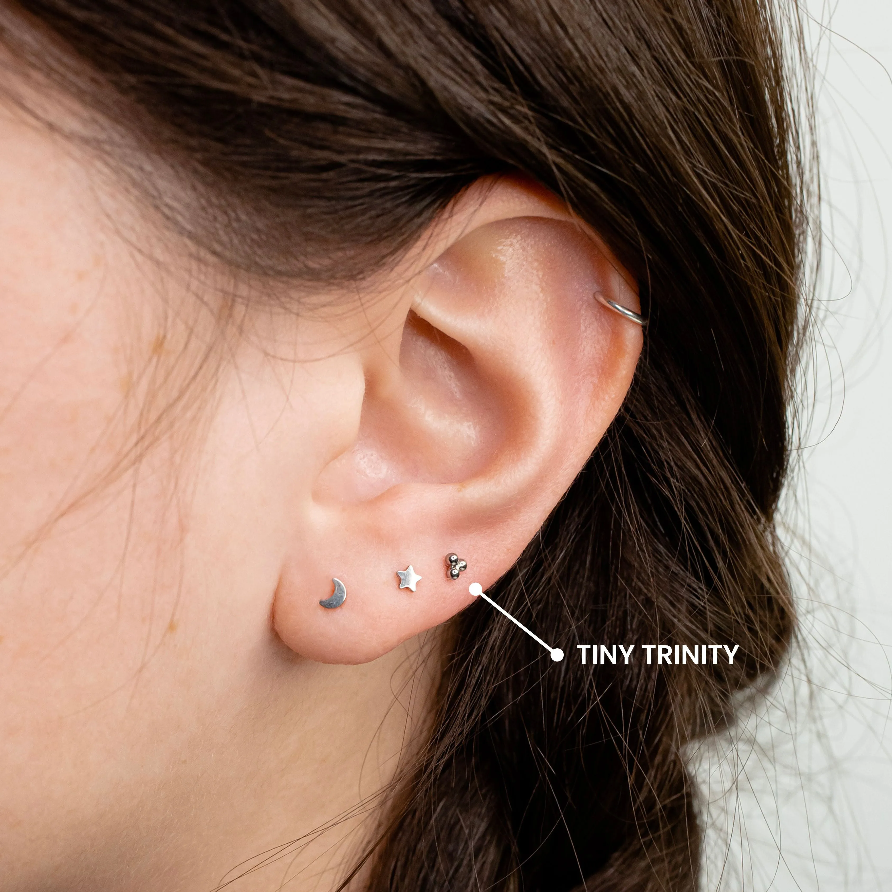 Tiny Trio Flat Back Sleeper Earrings