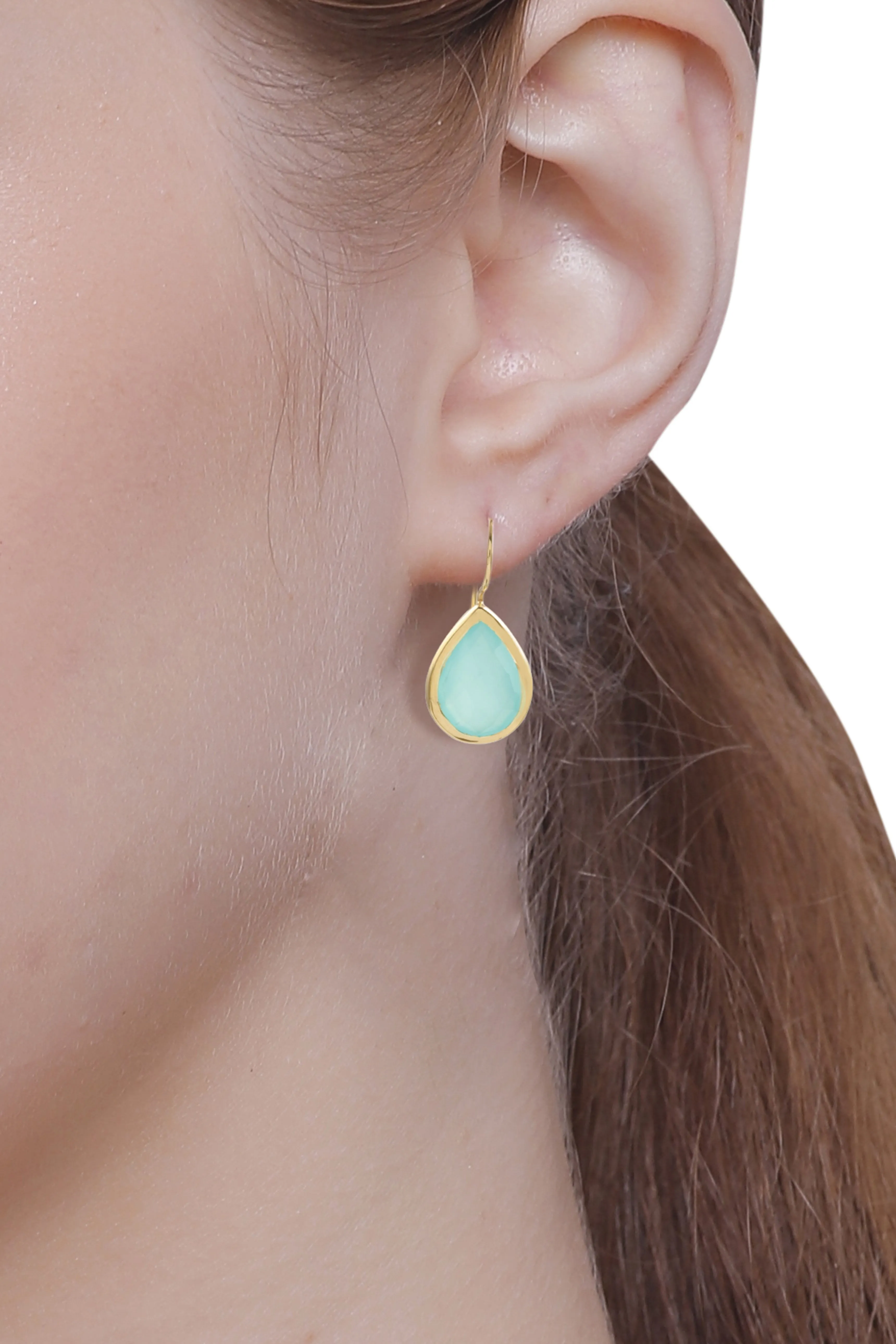 Vama | Valencia Earrings | Metal-Sterling Silver | Stone-Aqua Chalcedony | Finish-Shiny