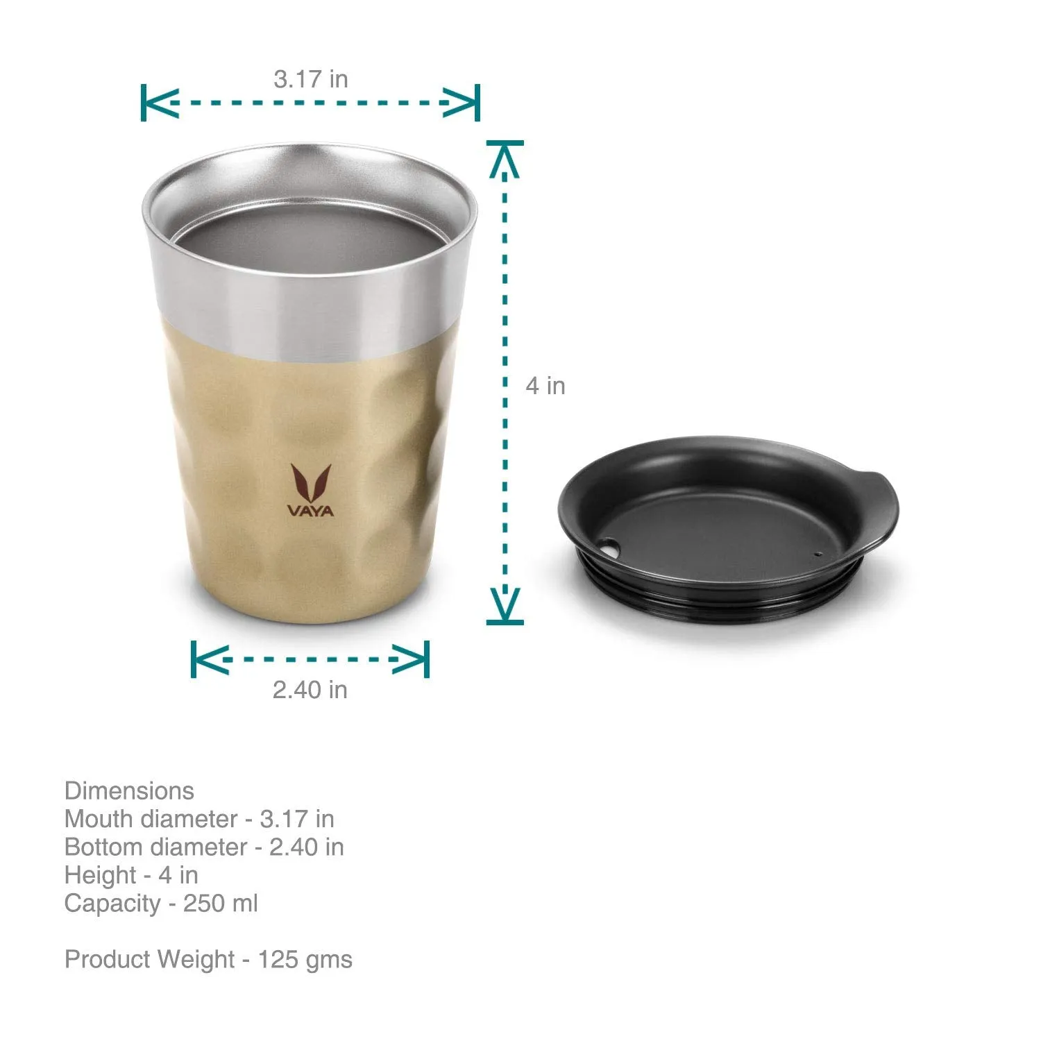 VAYA POPCUP, Insulated Stainless Steel Tumbler, Double-Walled Cup, Easy Hold, 250ml