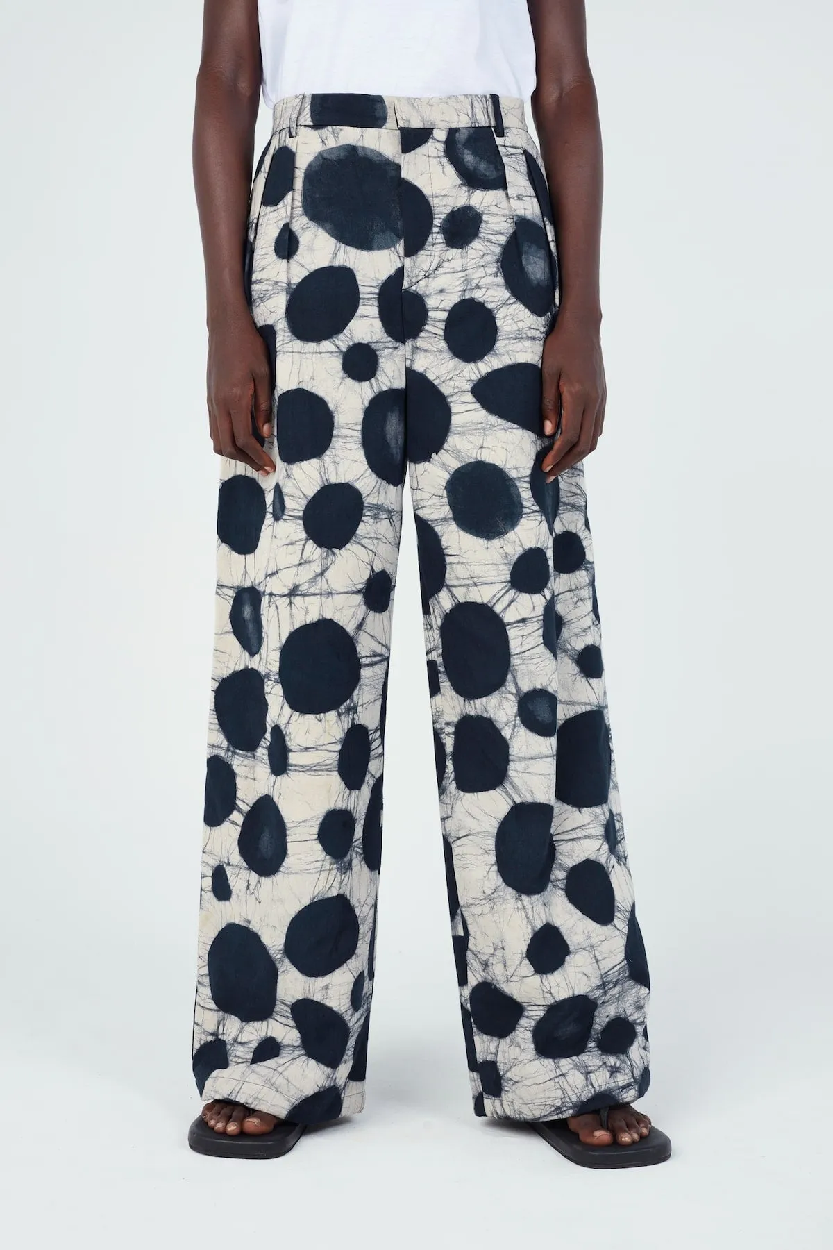 Watercolor Spotted Wide-Leg Pants