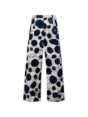 Watercolor Spotted Wide-Leg Pants