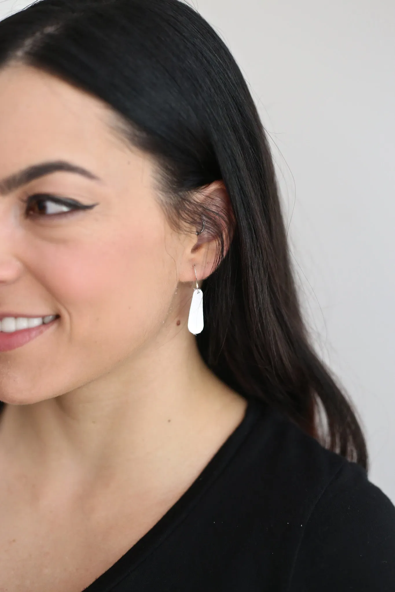 White Leather Earrings