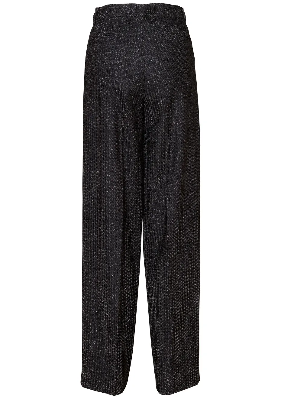 Wide Leg Lamé Trousers Black