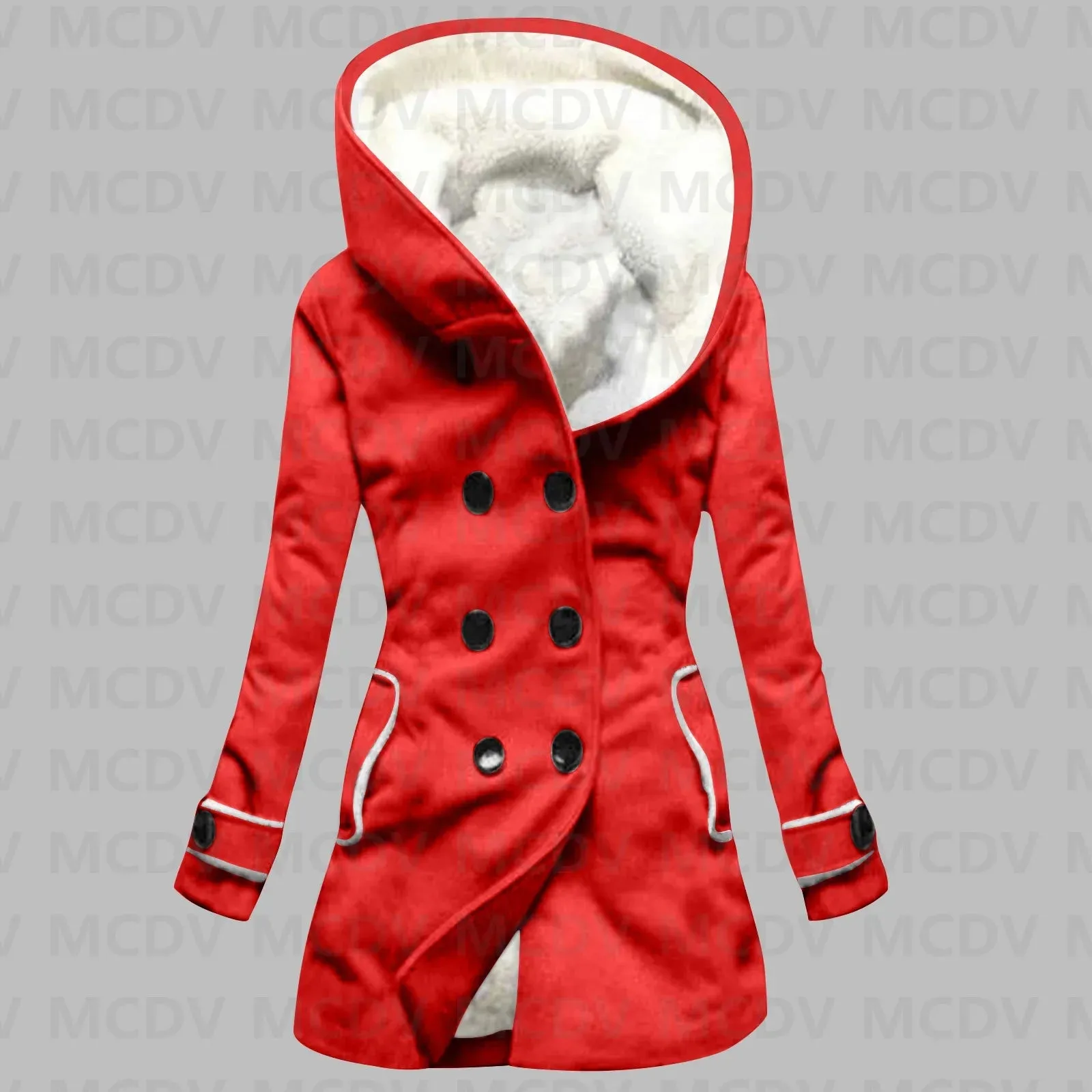 Women's Fleece Hooded Cloak – Thick Warm Winter Coat, Casual Overcoat for Women